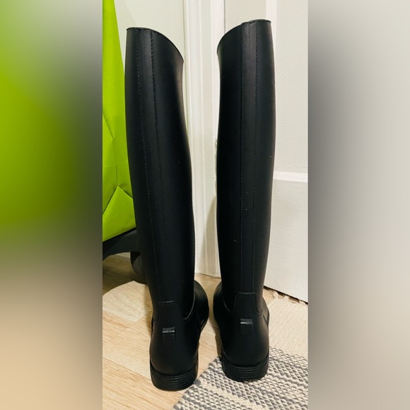 Italian Tall Wellington Rain Boots Size 9 / 39 Slim Fit Dark Gray - Picture 2 of 5